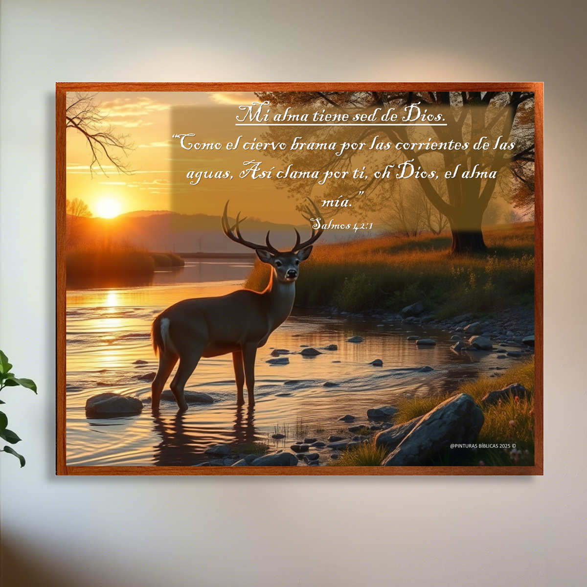 Como el ciervo brama cuadro vidrio HD 50x40 cms.