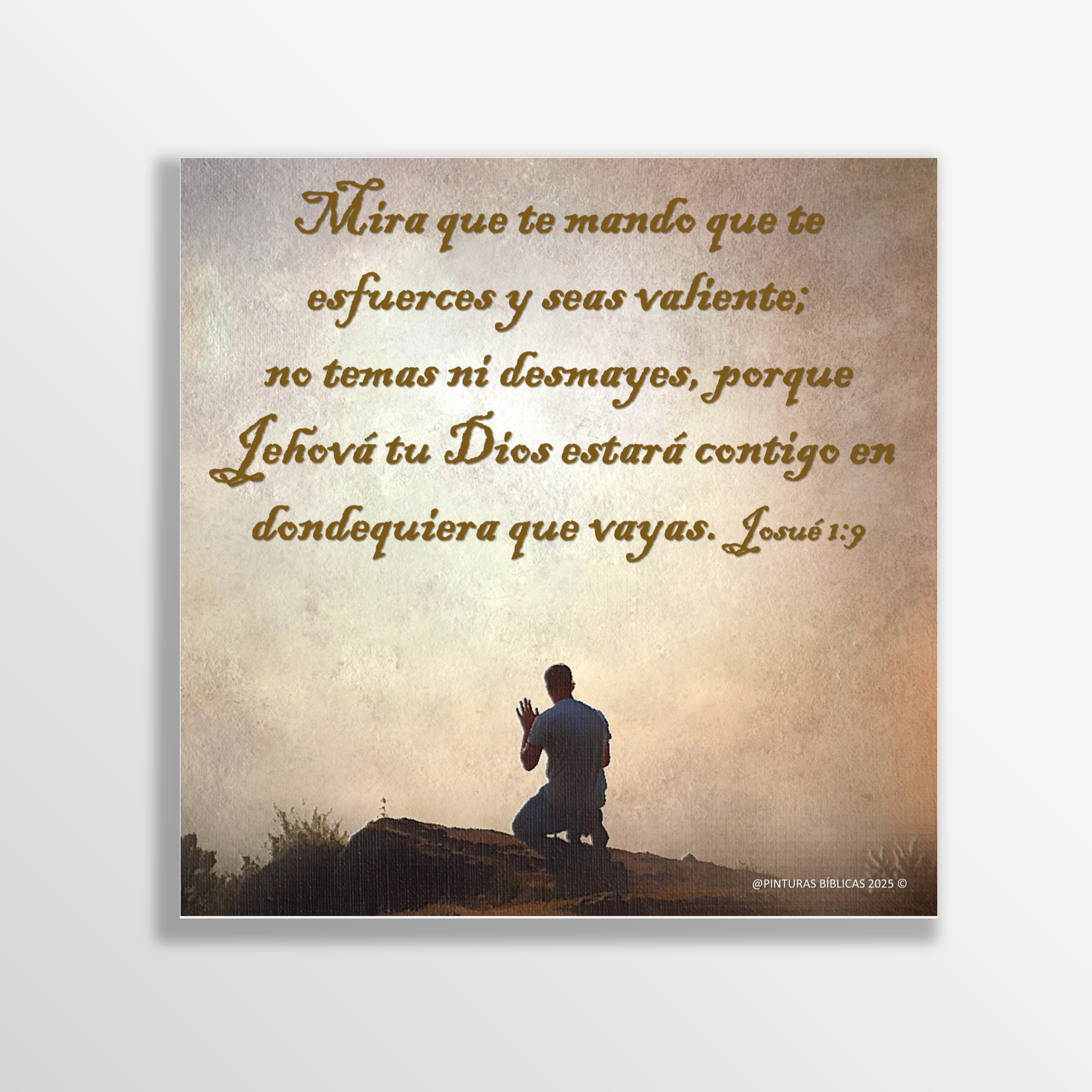 Jehová estará contigo estilo óleo 20x20 cms.