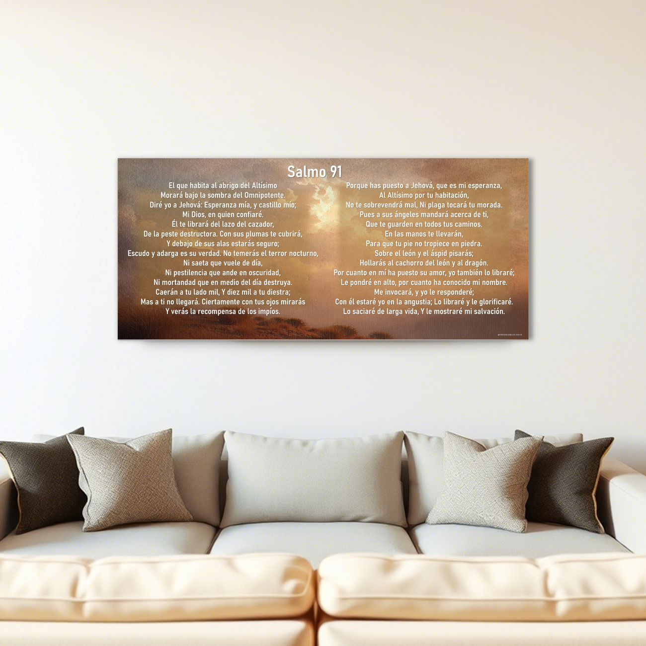 Salmo 91 estilo óleo 87x38 cms. pared