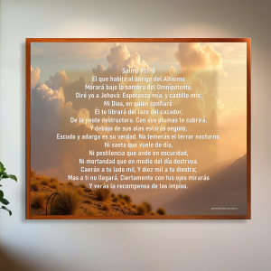 Salmo 91 cuadro vidrio HD 50x40 cms.