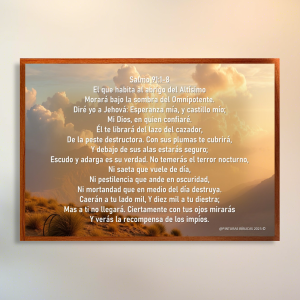 Salmo 91 cuadro vidrio HD 29,7x21 cms.