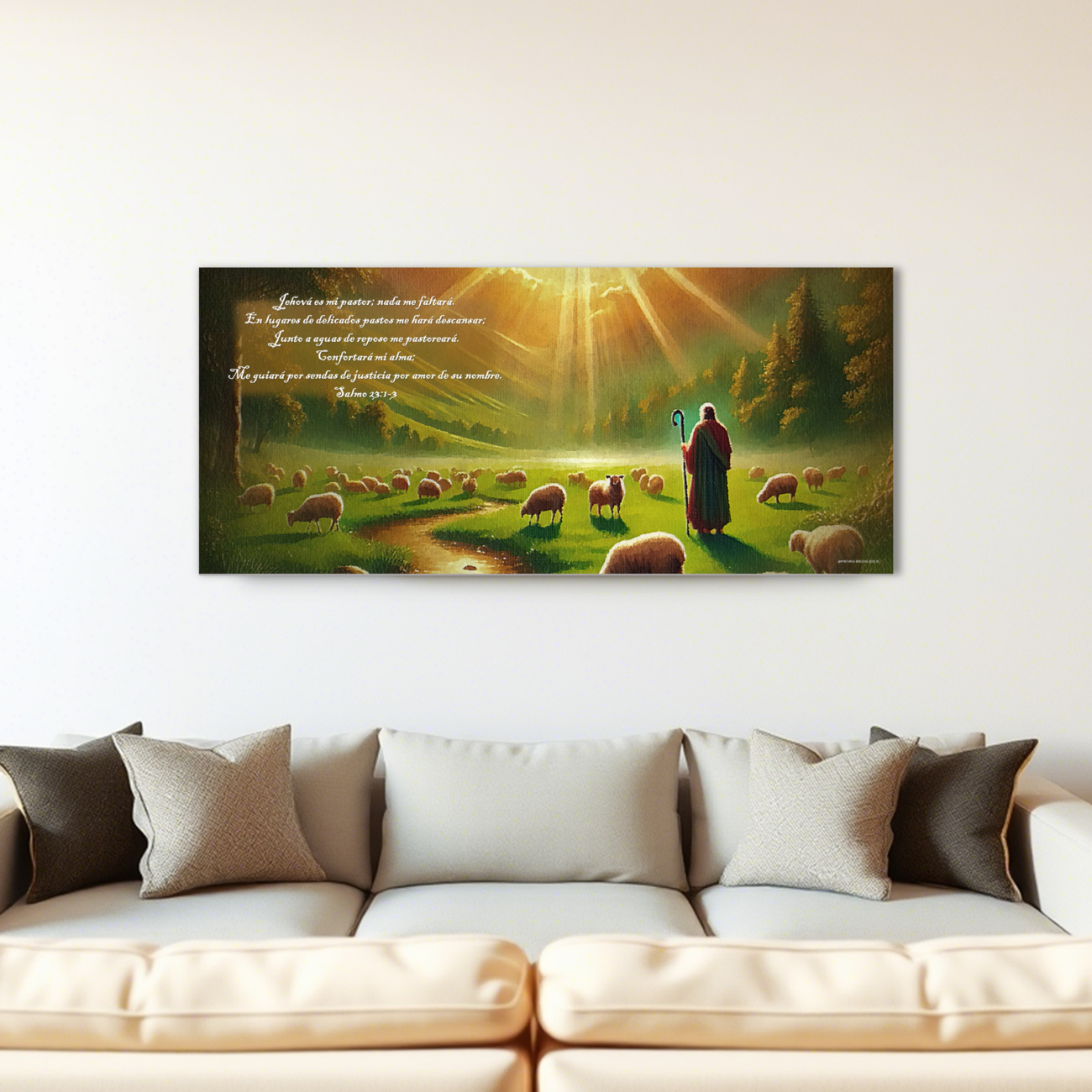 Jehová es mi pastor estilo óleo 87x38 cms. pared
