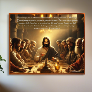 La cena del Señor cuadro vidrio HD 50x40 cms.