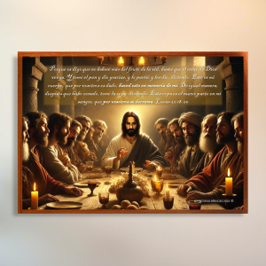 La cena del Señor cuadro vidrio HD 29,7x21 cms.
