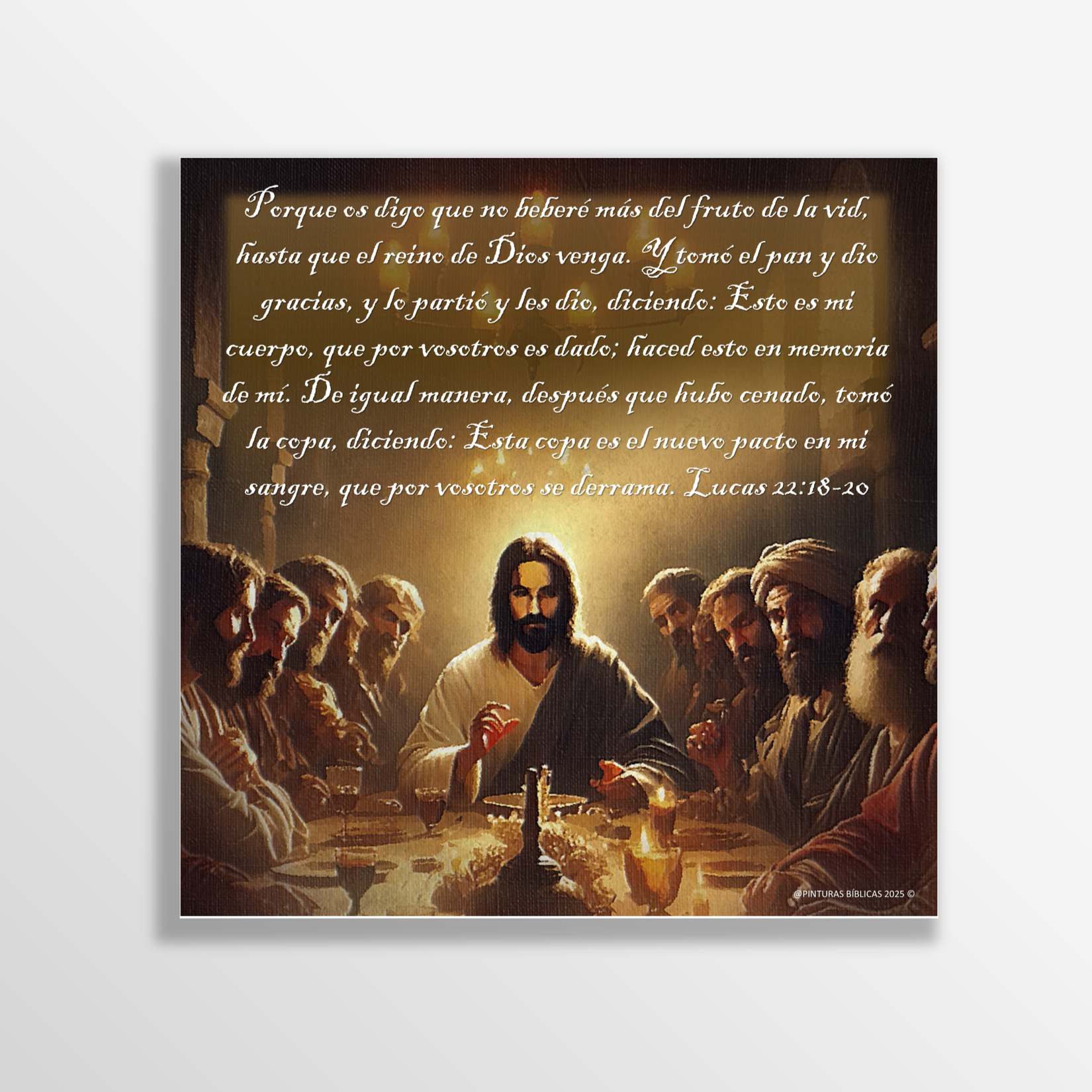 La cena del Señor estilo óleo 20x20 cms.