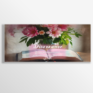 Dios es amor estilo óleo 87x38 cms.