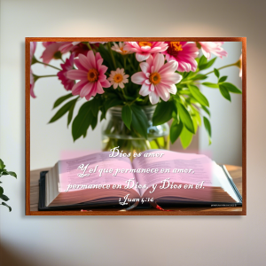 Dios es amor cuadro vidrio HD 50x40 cms.