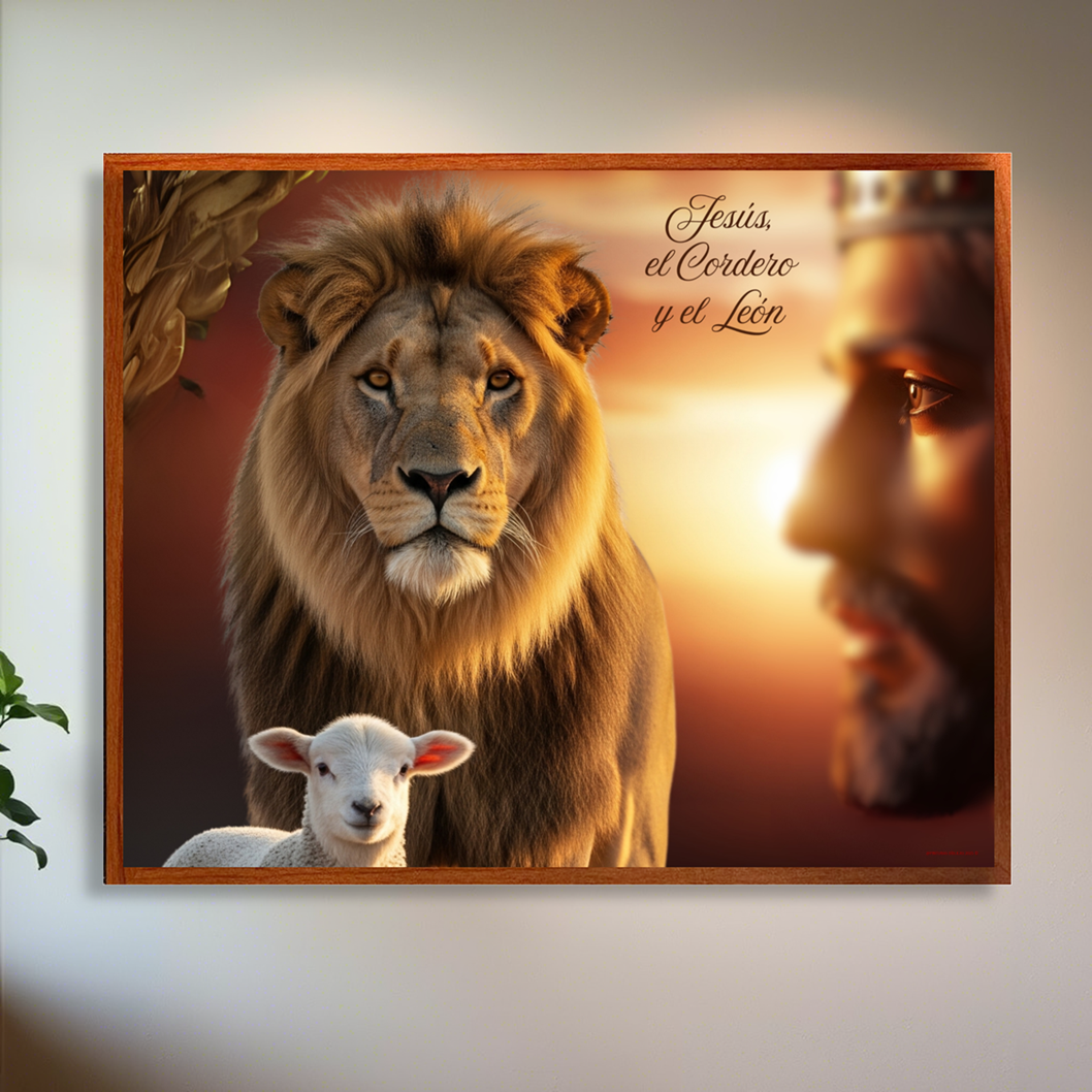 Jesús, el Cordero y el León HD 50x40